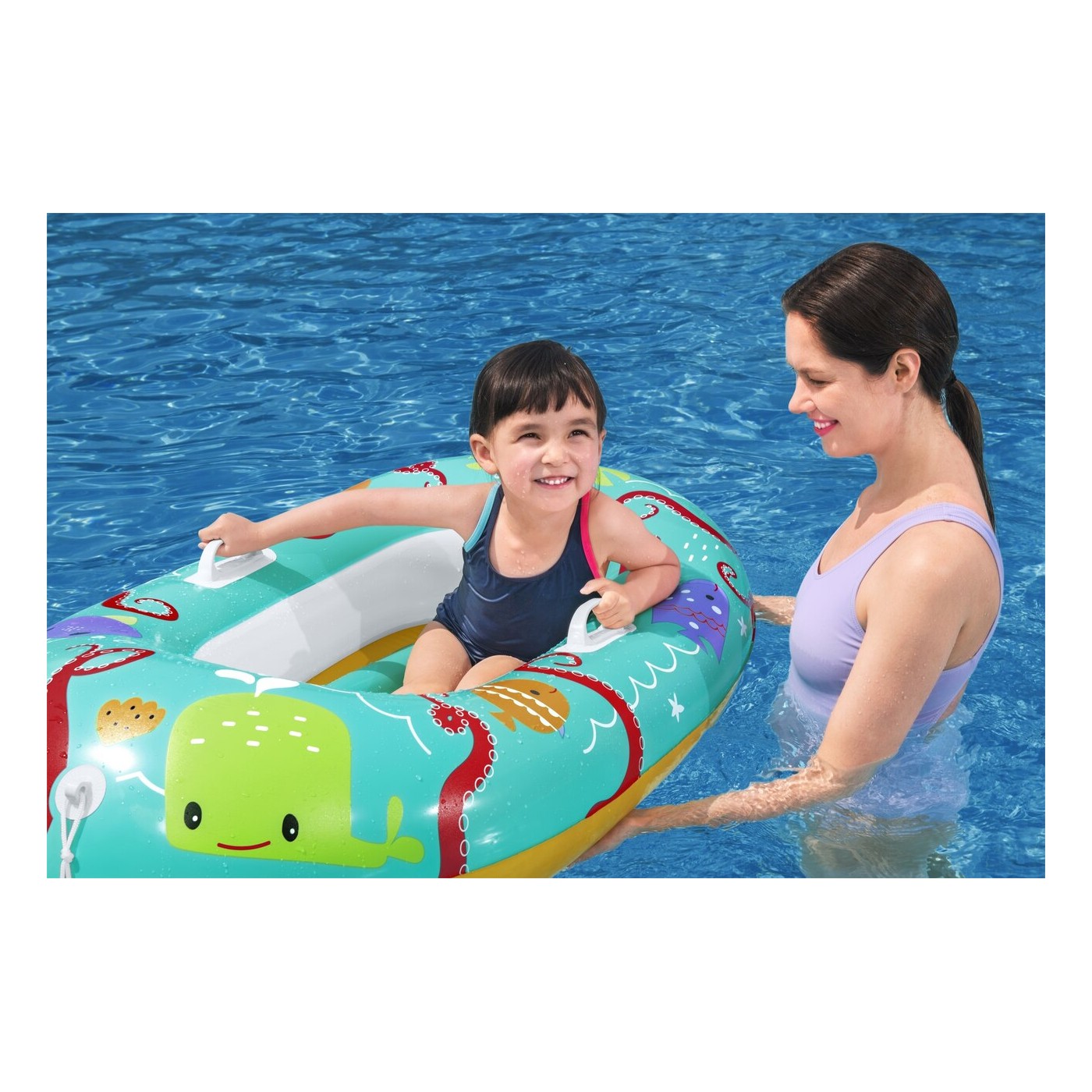 BESTWAY 119x79cm nafukovací ponton Mořská zvířátka pro děti 3+ + nafukovací dno