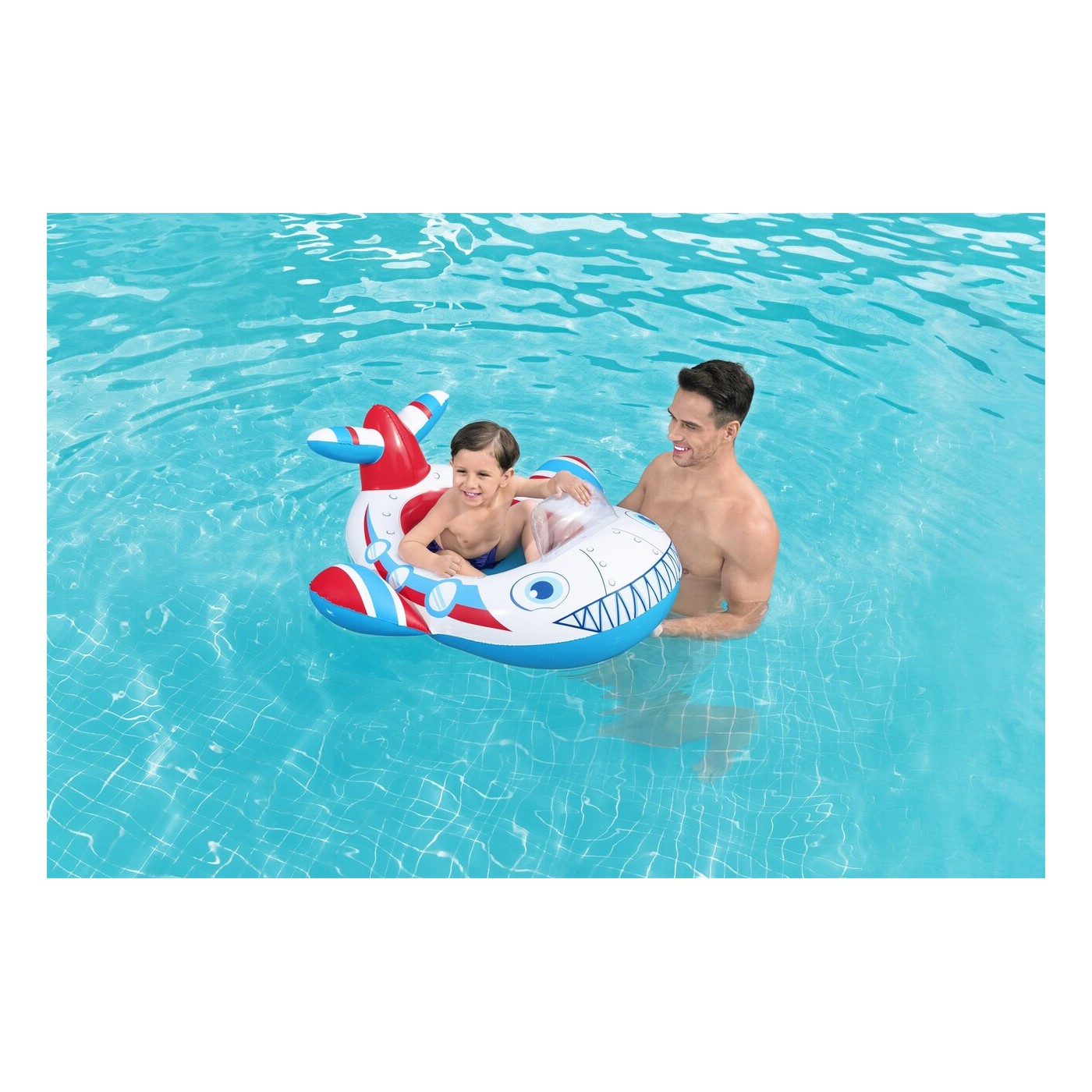BESTWAY 109x97cm nafukovací ponton Letadlo pro děti 3+ + nafukovací sklo