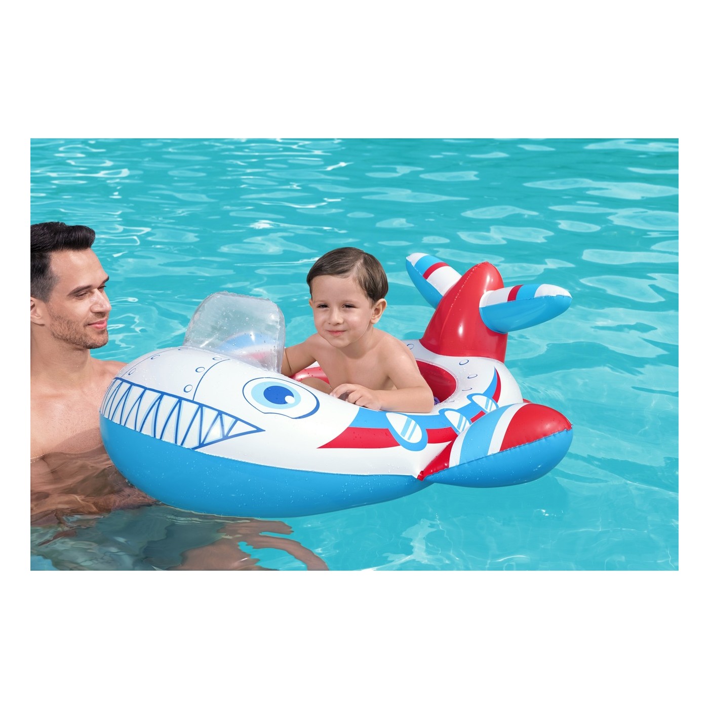 BESTWAY 109x97cm nafukovací ponton Letadlo pro děti 3+ + nafukovací sklo