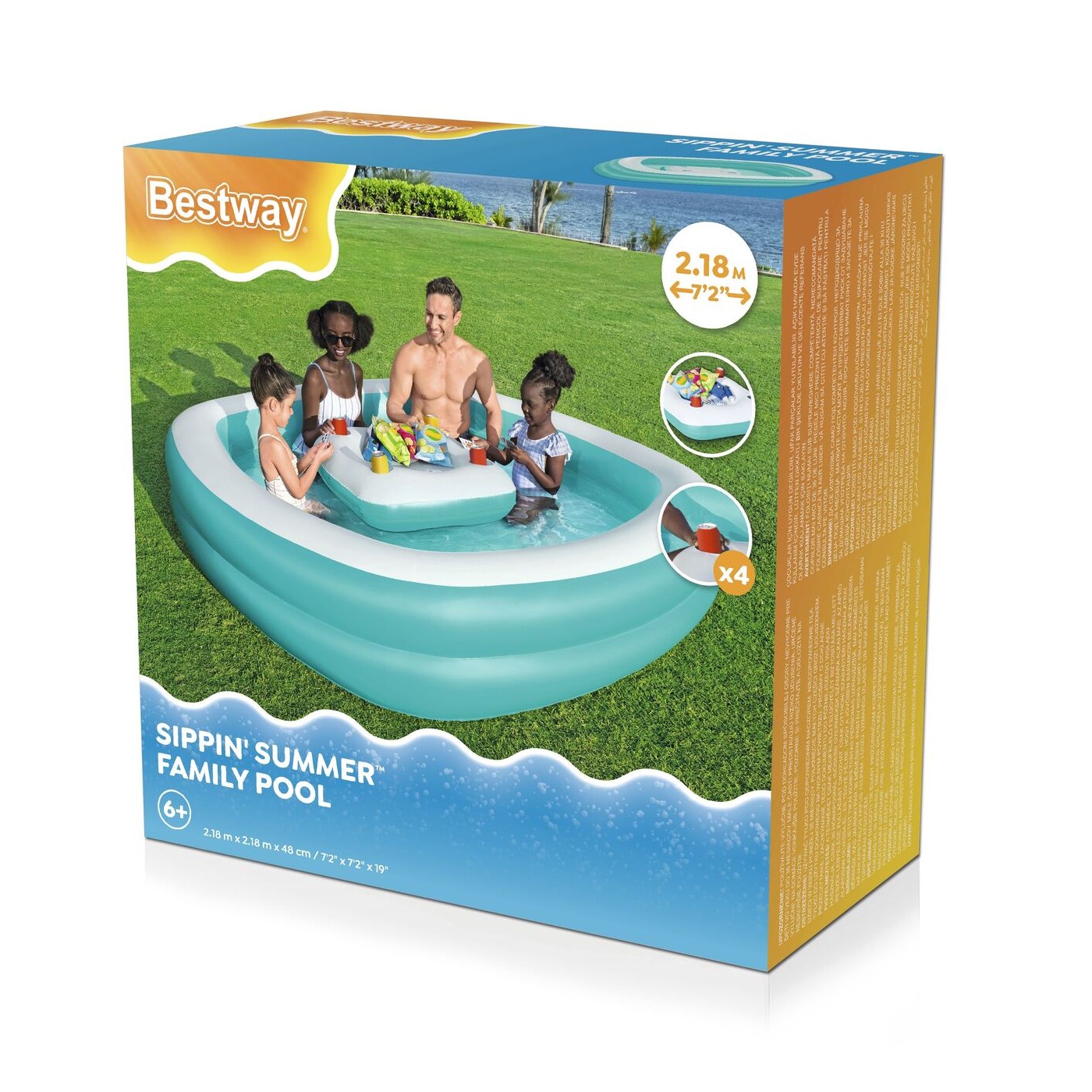 Basenik 218x218x48cm + Plywajacy Stolik BESTWAY