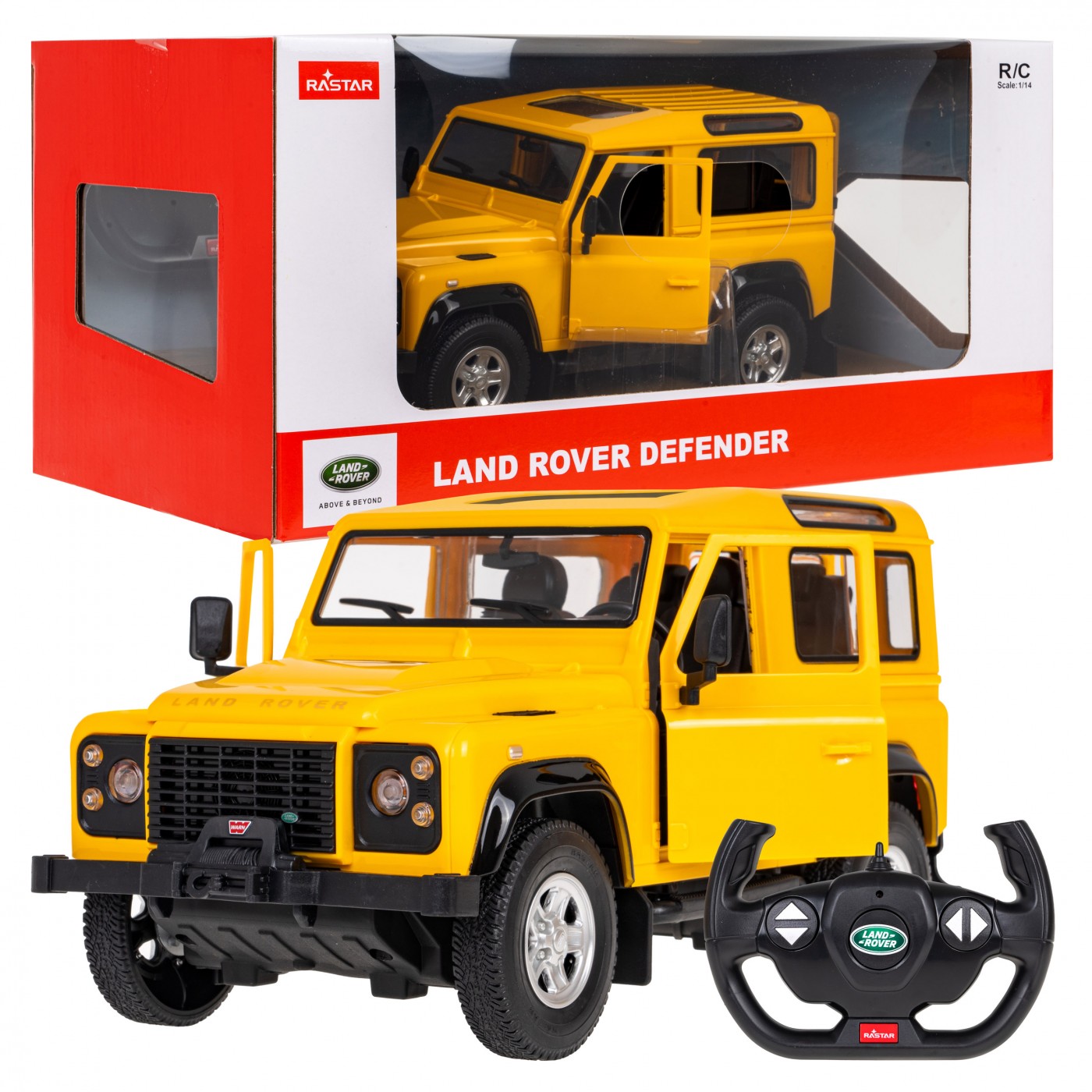 Autíčko R/C Land Rover Defender 1:14 RASTAR žluté