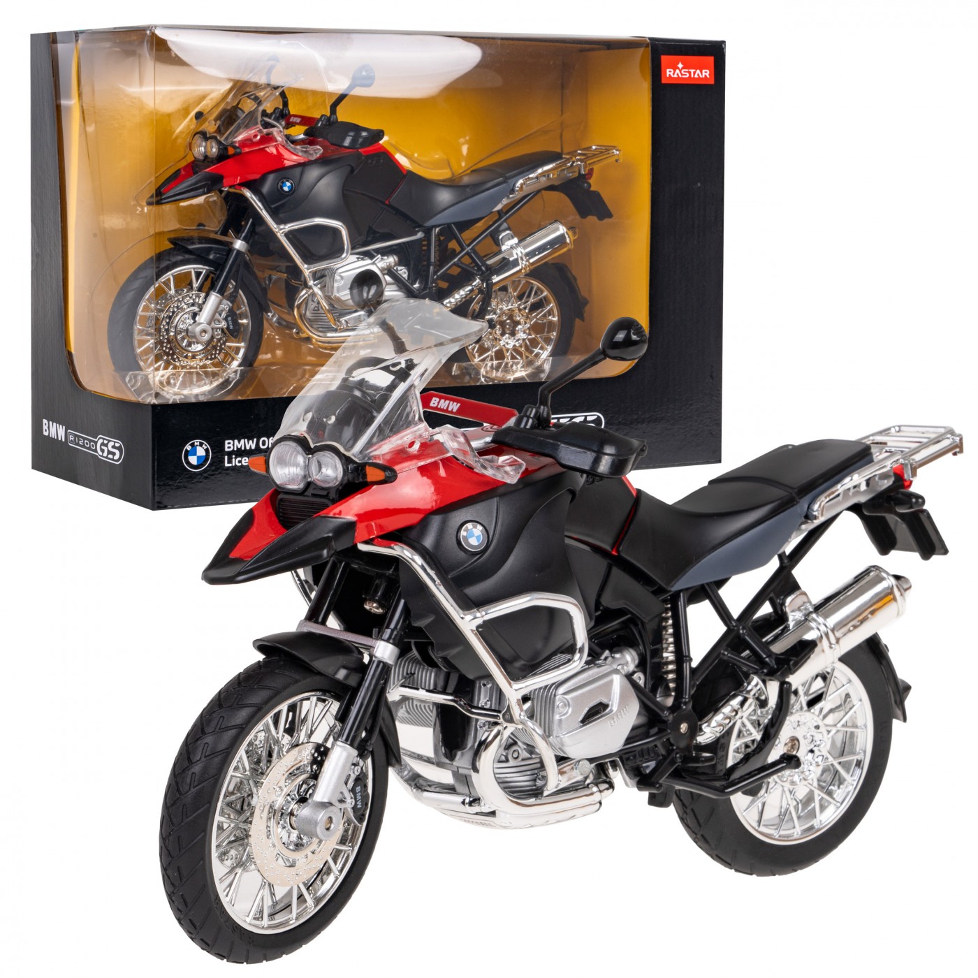 Kovový motocykl BMW R1200GS 1:9 RASTAR červený