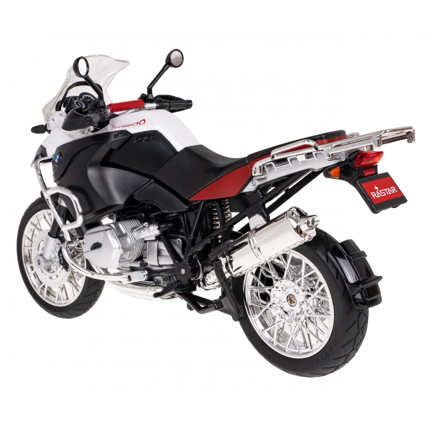 Kovový motocykl BMW R1200GS 1:9 RASTAR bílý