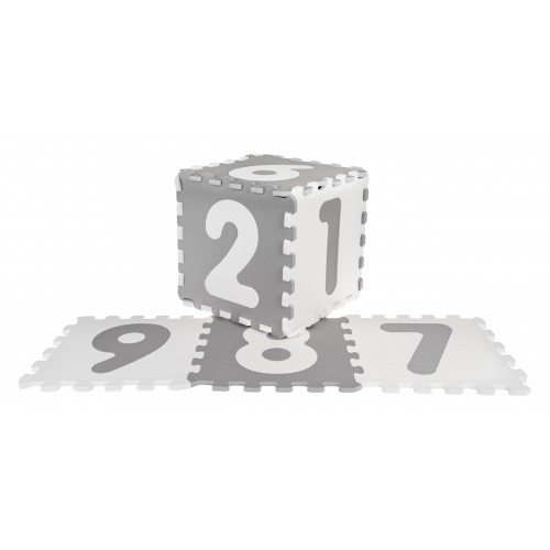 Antibakteriální podložka puzzle matná čísla šedá