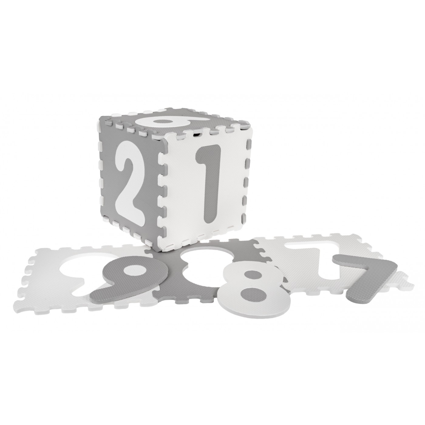 Antibakteriální podložka puzzle matná čísla šedá