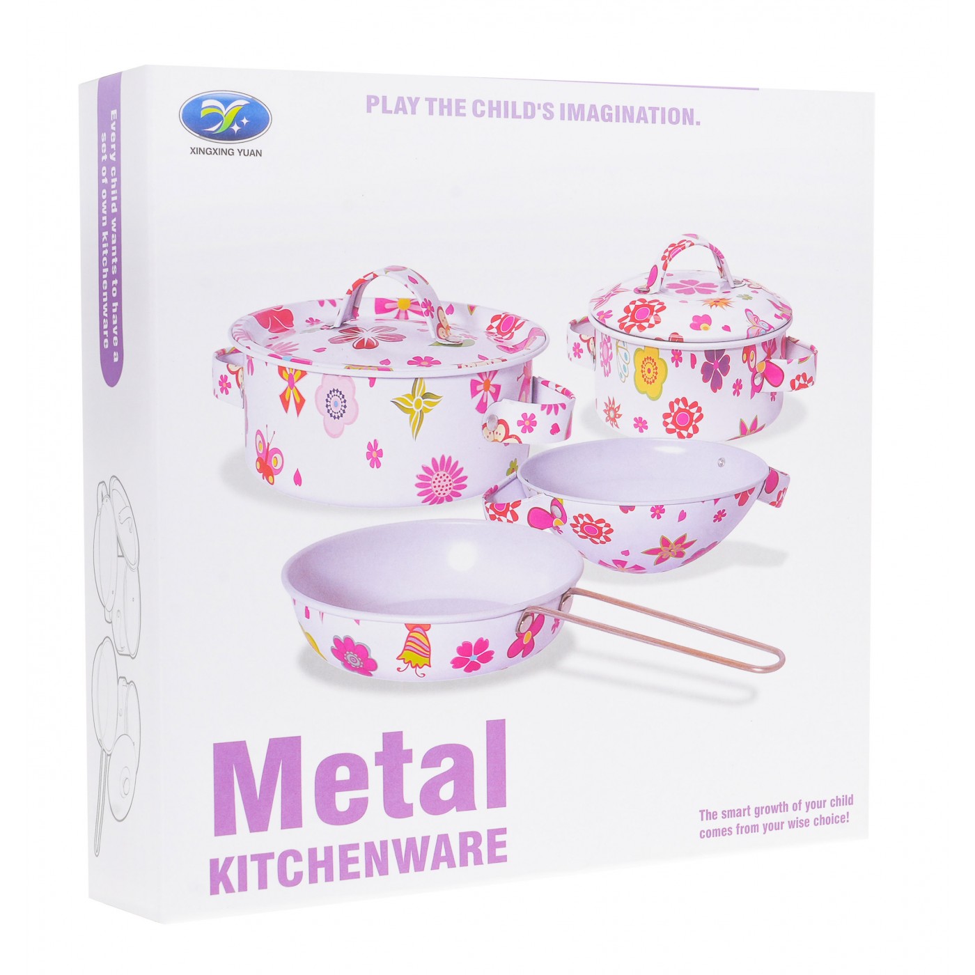 Zestaw Garnków Metalowych Kwiatki