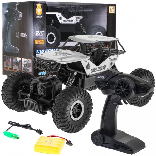 Pásové monstrum děti 6+ dálkové ovládání stříbrné model 1:18 extrémní jízda