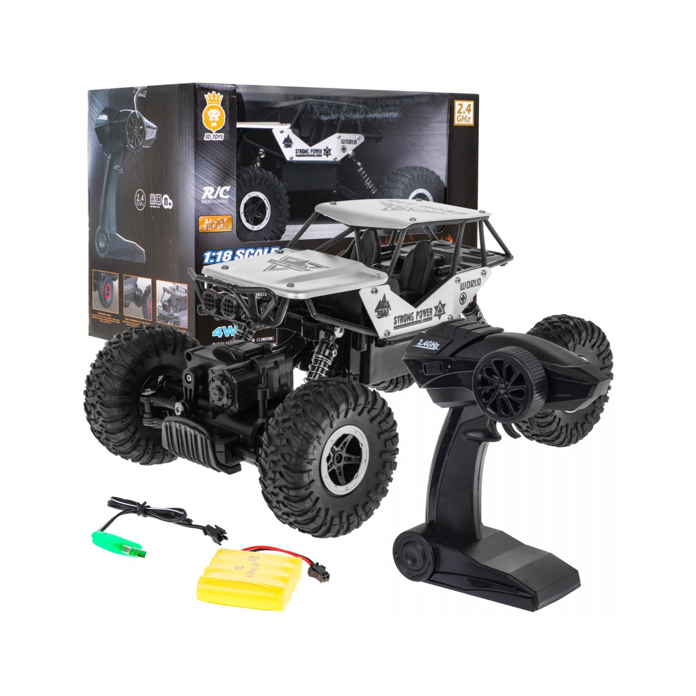 Pásové monstrum děti 6+ dálkové ovládání stříbrné model 1:18 extrémní jízda