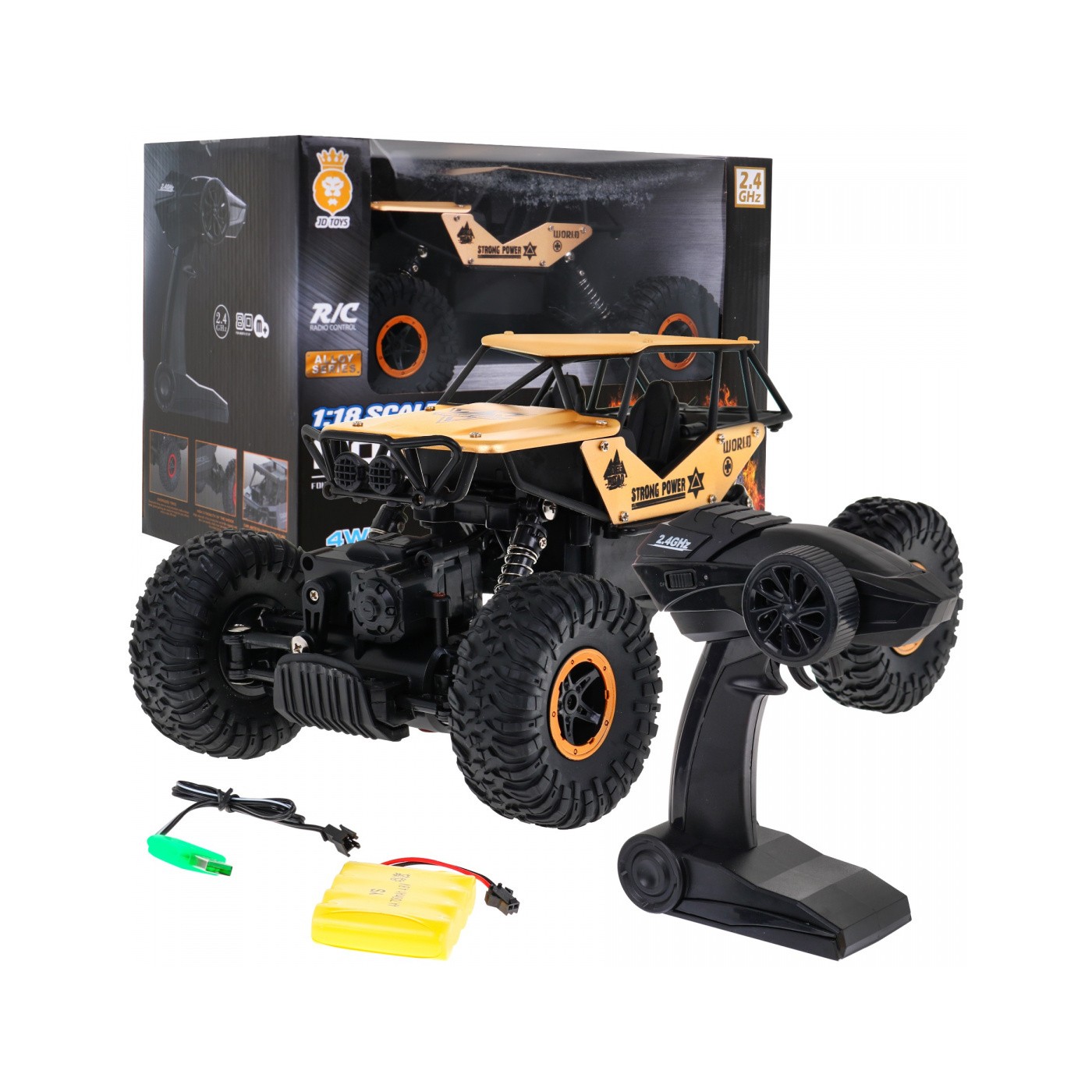 Pásové monstrum děti 6+ dálkové ovládání zlatý model 1:18 extrémní jízda