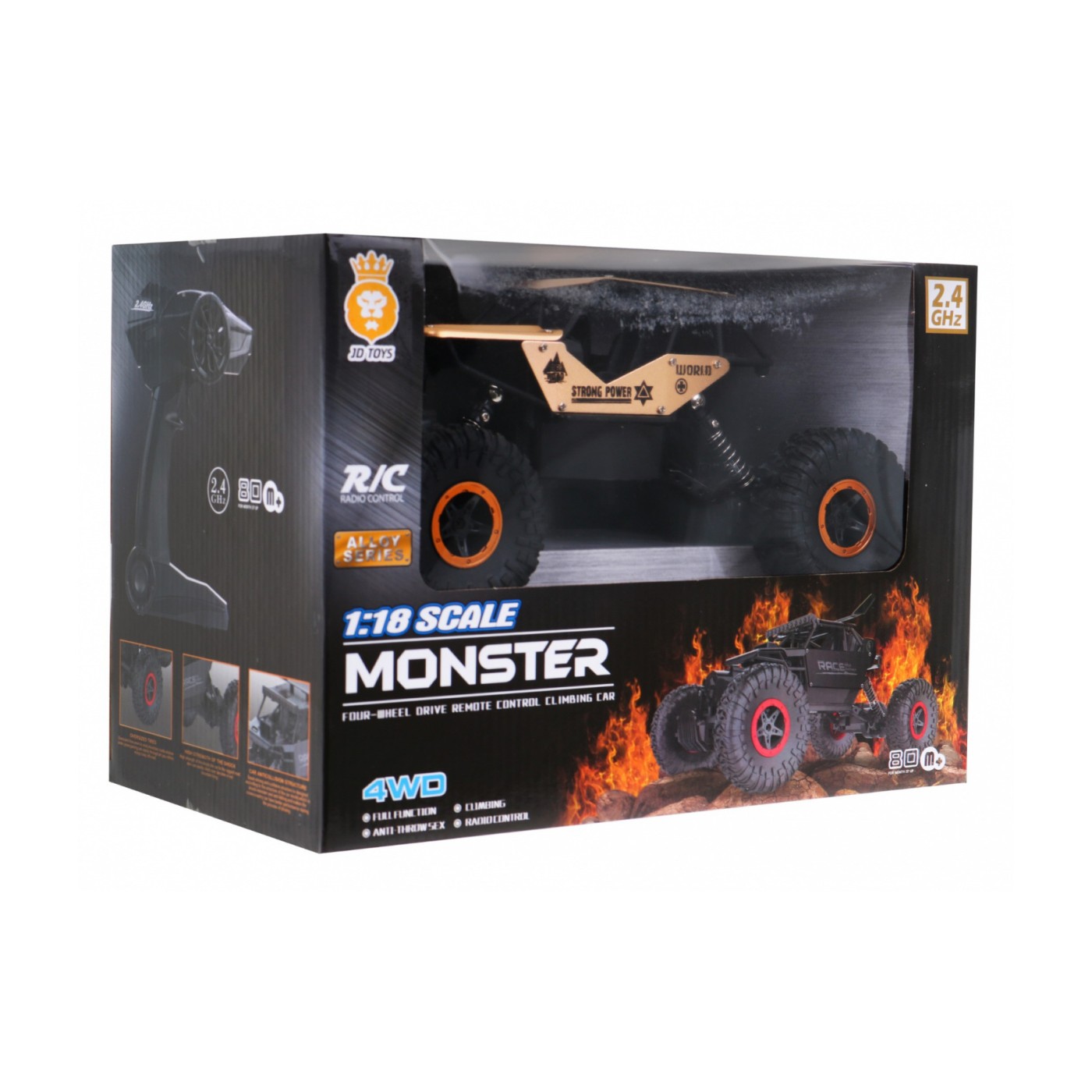 Pásové monstrum děti 6+ dálkové ovládání zlatý model 1:18 extrémní jízda