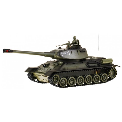 Dálkově ovládaný dětský tank T-34 3+ zelená Shooting Model 1:28 + Great Battle of Tanks + Lightsaws