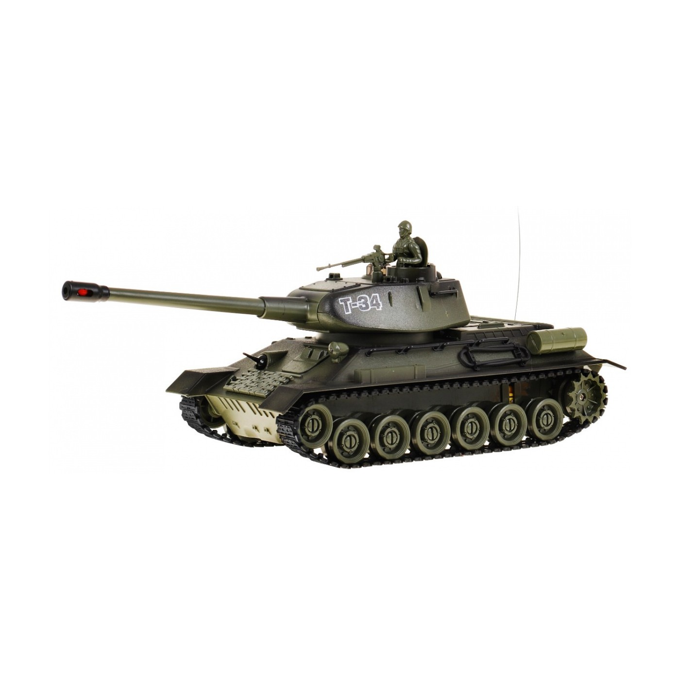 Dálkově ovládaný dětský tank T-34 3+ zelená Shooting Model 1:28 + Great Battle of Tanks + Lightsaws