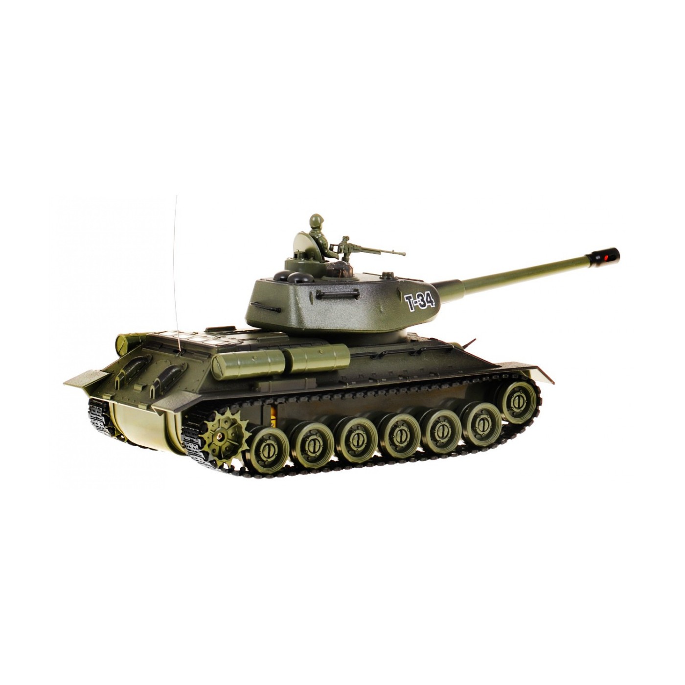 Dálkově ovládaný dětský tank T-34 3+ zelená Shooting Model 1:28 + Great Battle of Tanks + Lightsaws