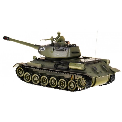 Dálkově ovládaný dětský tank T-34 3+ zelená Shooting Model 1:28 + Great Battle of Tanks + Lightsaws