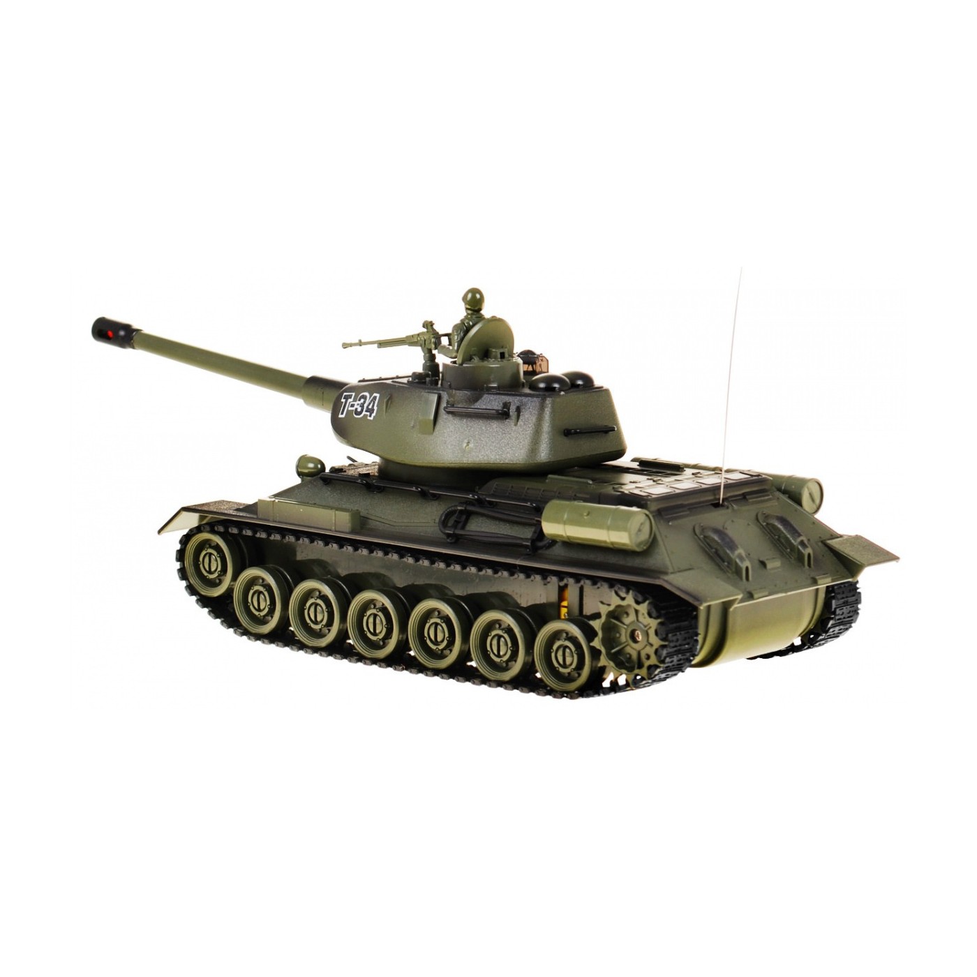 Dálkově ovládaný dětský tank T-34 3+ zelená Shooting Model 1:28 + Great Battle of Tanks + Lightsaws