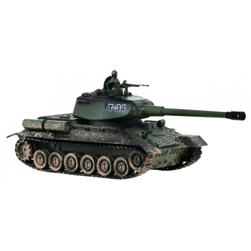 Dálkově ovládaný dětský tank T-34 3+ Střelecký model Kamufláž 1:28 + Velká bitva tanků + Světelné pily