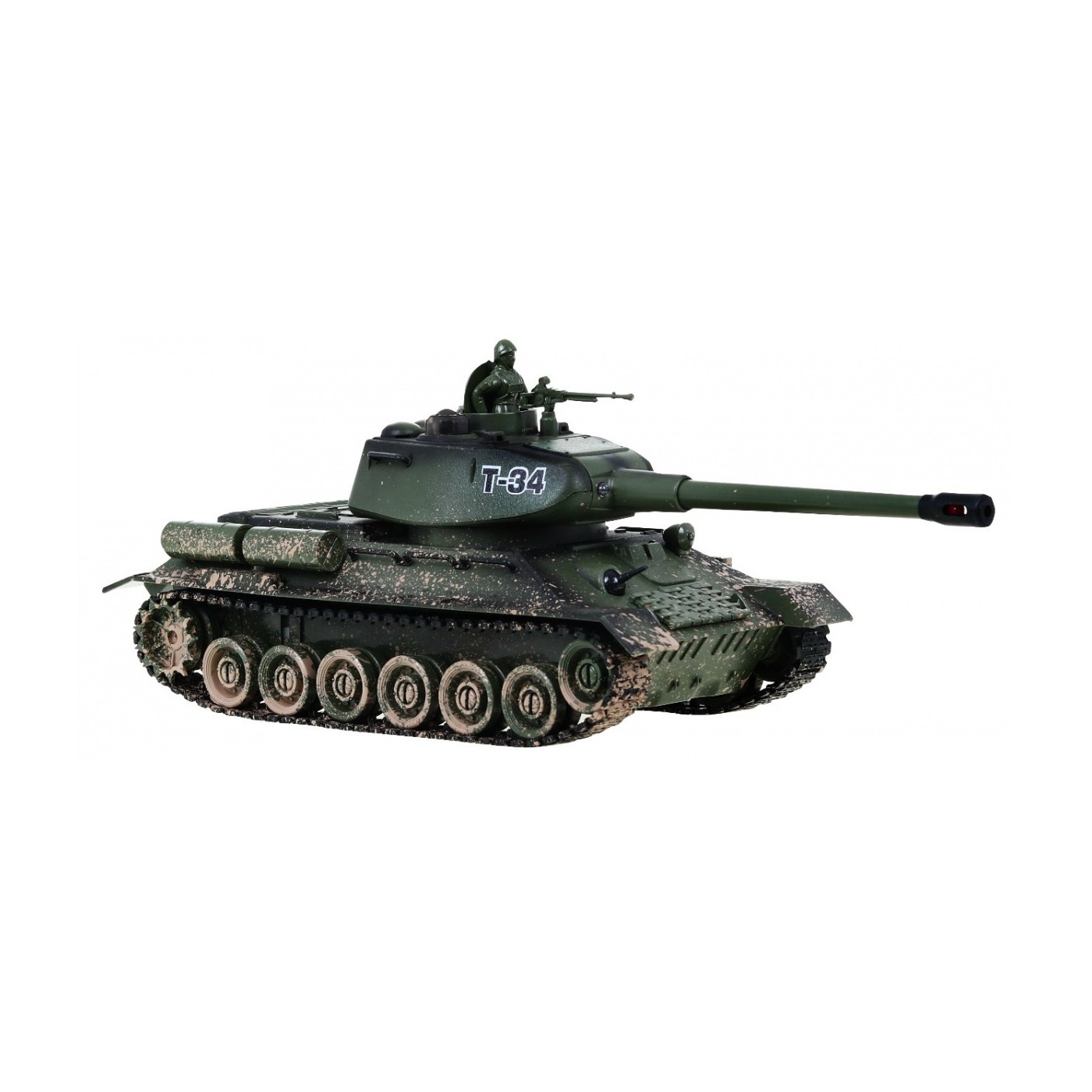 Dálkově ovládaný dětský tank T-34 3+ Střelecký model Kamufláž 1:28 + Velká bitva tanků + Světelné pily