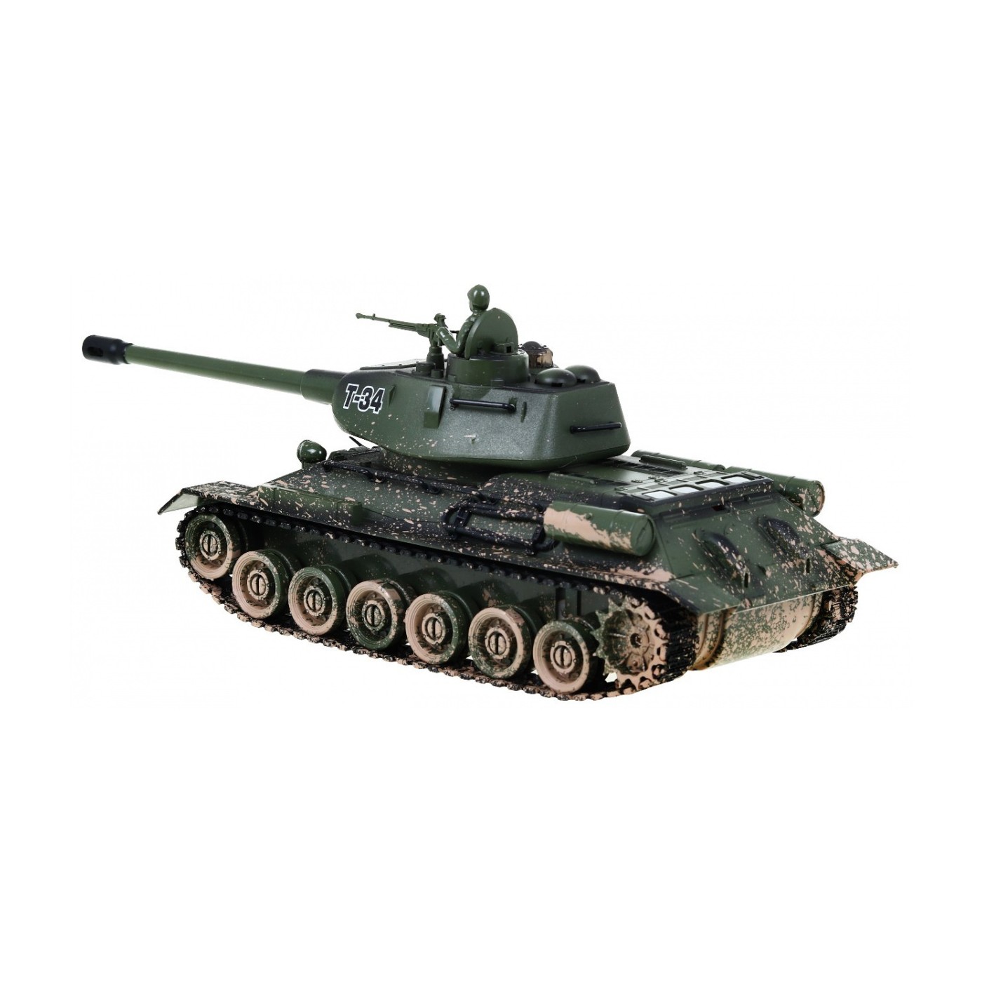 Dálkově ovládaný dětský tank T-34 3+ Střelecký model Kamufláž 1:28 + Velká bitva tanků + Světelné pily
