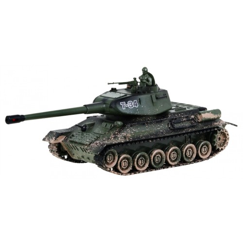 Dálkově ovládaný dětský tank T-34 3+ Střelecký model Kamufláž 1:28 + Velká bitva tanků + Světelné pily