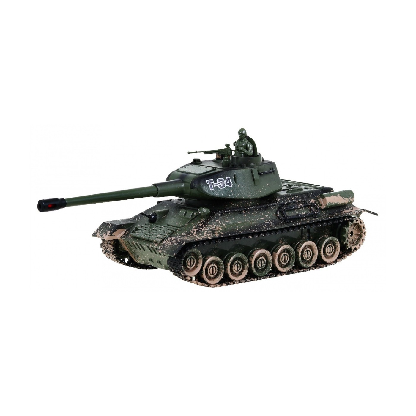 Dálkově ovládaný dětský tank T-34 3+ Střelecký model Kamufláž 1:28 + Velká bitva tanků + Světelné pily