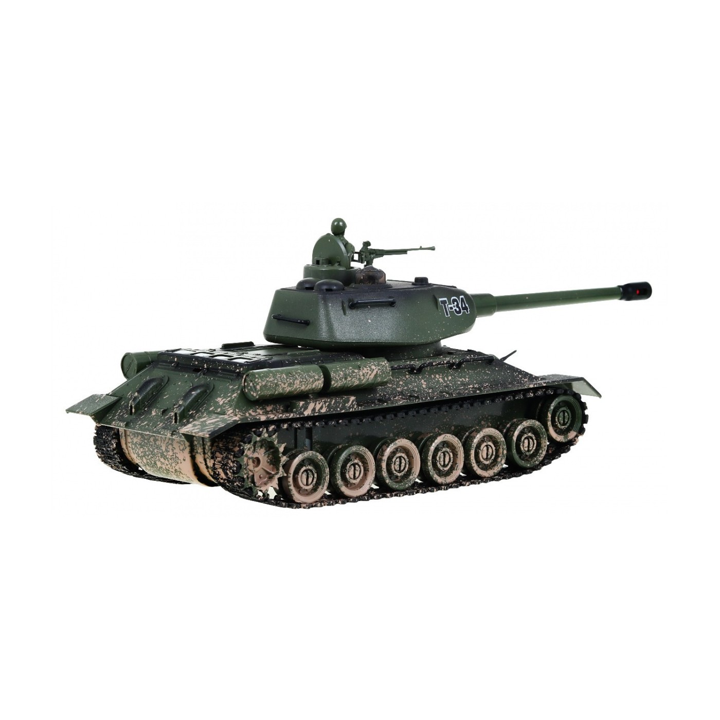 Dálkově ovládaný dětský tank T-34 3+ Střelecký model Kamufláž 1:28 + Velká bitva tanků + Světelné pily