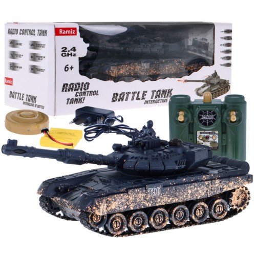 Dálkově ovládaný dětský tank T-90 3+ Střelecký model Kamufláž 1:28 + Velká bitva tanků + Zvuky světla