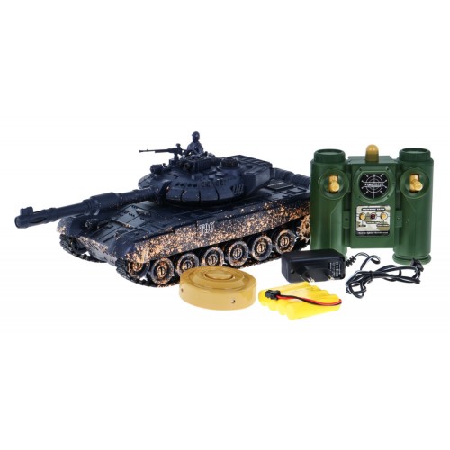 Dálkově ovládaný dětský tank T-90 3+ Střelecký model Kamufláž 1:28 + Velká bitva tanků + Zvuky světla