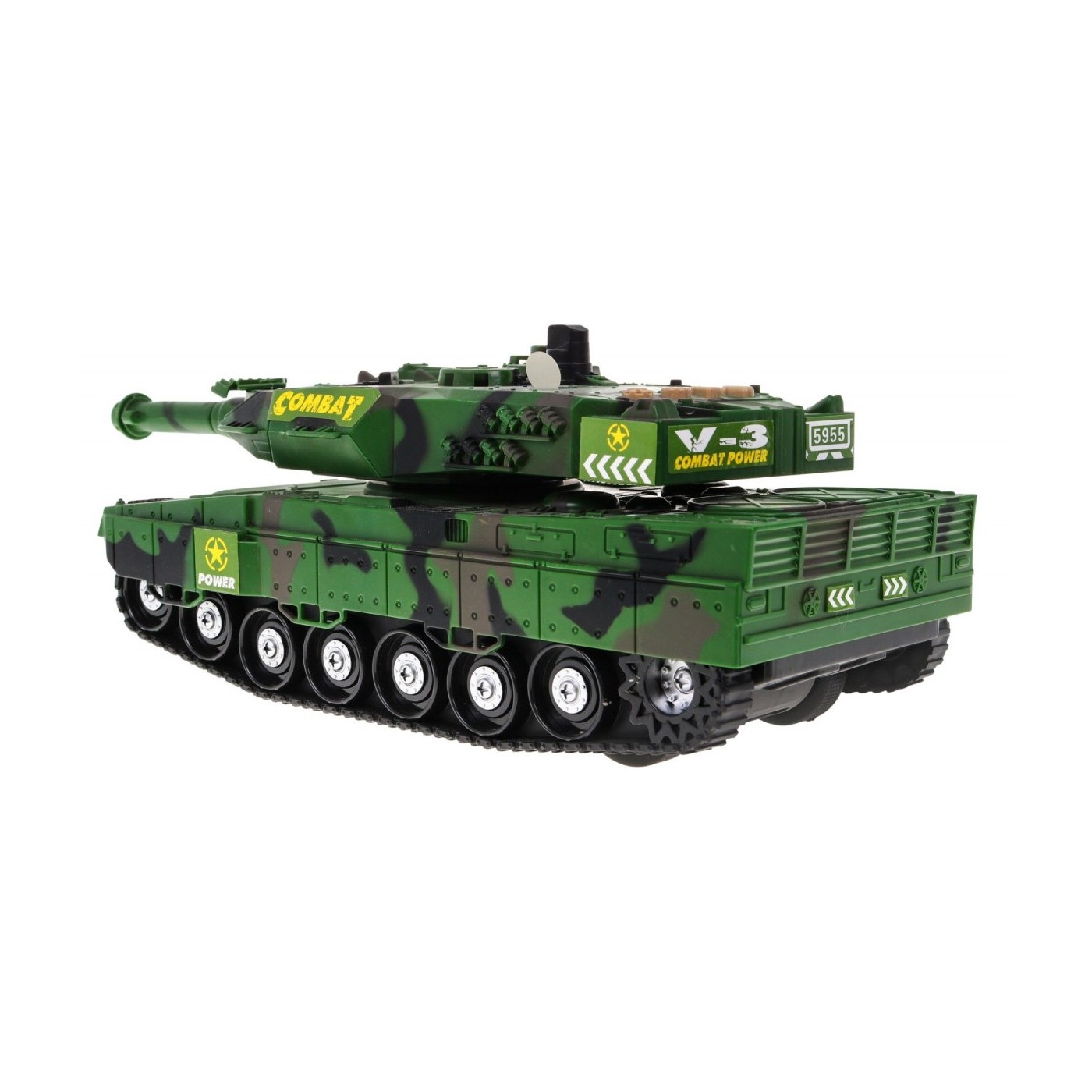 Interaktivní tank pro děti 3+ zelená + pohyblivé prvky + řízené tření + zvuky světla