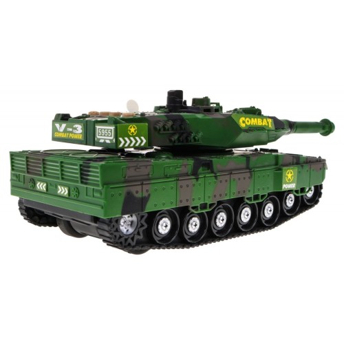Interaktivní tank pro děti 3+ zelená + pohyblivé prvky + řízené tření + zvuky světla