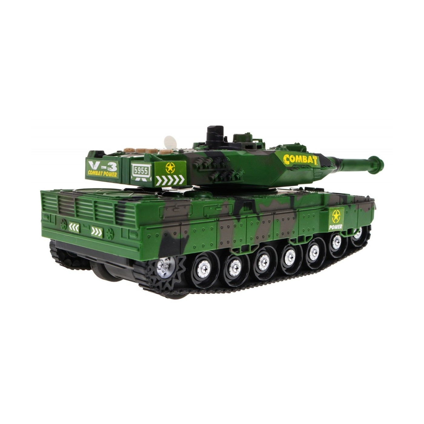 Interaktivní tank pro děti 3+ zelená + pohyblivé prvky + řízené tření + zvuky světla