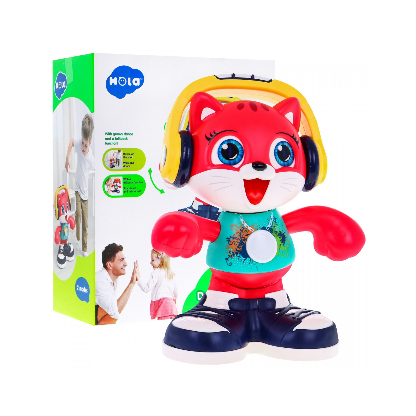 Interaktivní taneční kotě DJ pro děti 18m+ světelné tóny + 3 režimy přehrávání + hodina tance + změna hlasu