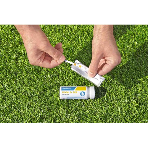 50 testovacích proužků pro bazénovou vodu BESTWAY pH + chlór + alkalita