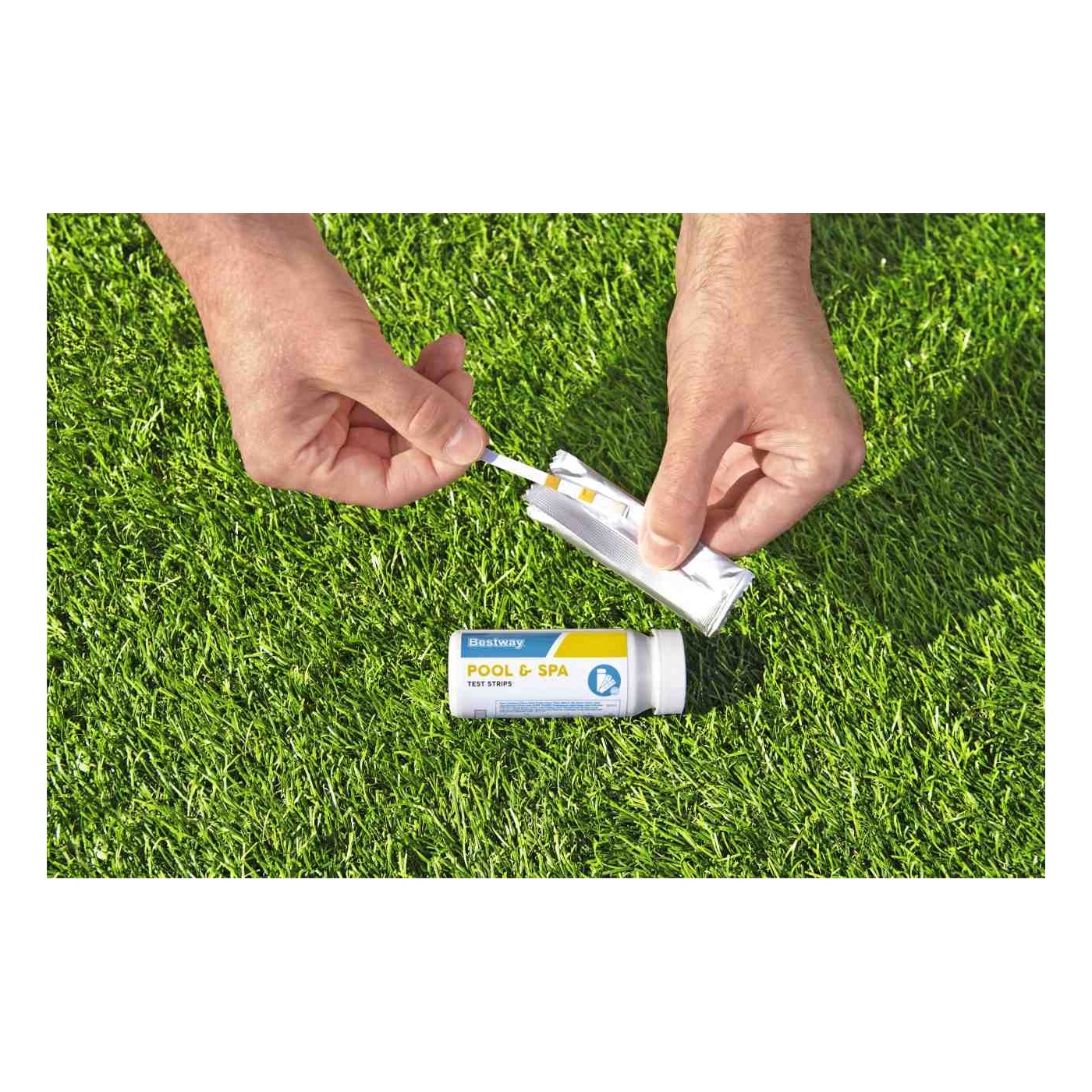 50 testovacích proužků pro bazénovou vodu BESTWAY pH + chlór + alkalita
