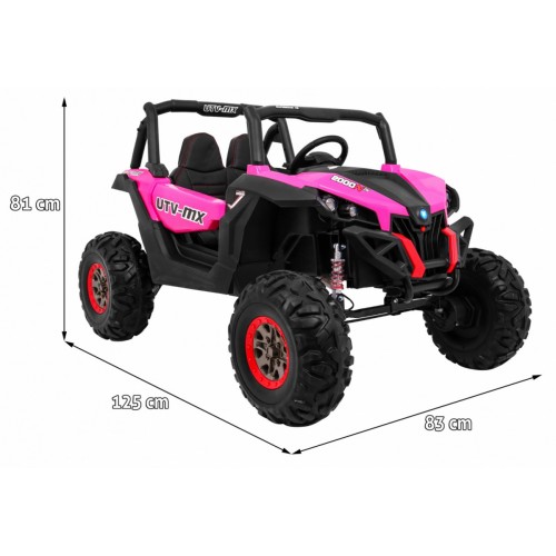 copy of Buggy SuperStar Děti Růžová 4x4 Pohon Dálkový Kufr MP3 LED Zámek Dveří