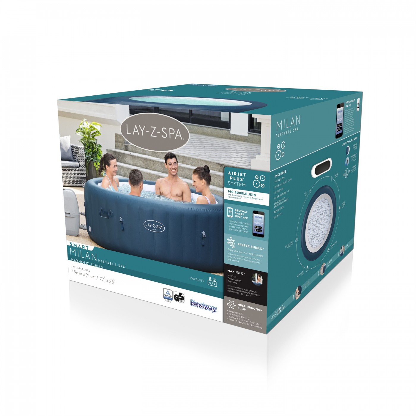 Milan Lay-Z-Spa AirJet Plus Jacuzzi Home BESTWAY 6místné čerpadlo filtr VI kryt