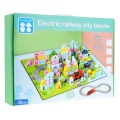 Dřevěné kostky „My City“ pro děti 3+ Sada 107 ks + Podložka město + Doprava ve městě + Vlak