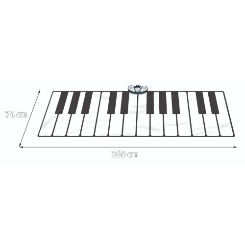 Velká hudební podložka pro děti 3+ Keyboard XXL 260x74cm + Režim nahrávání+ Kabel MP3
