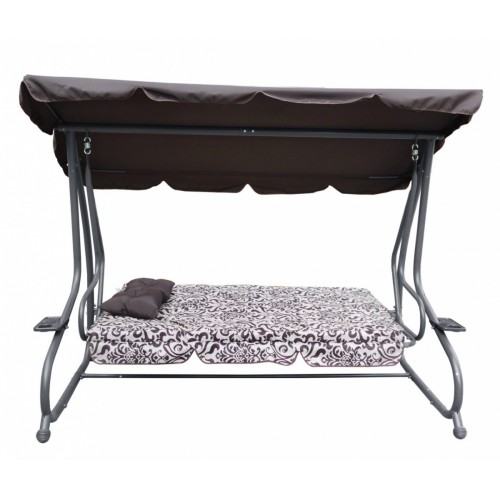 Rodinná zahradní Hustawka se štítem Braz Pattern Textile 2x1 Nastavitelná sedací matrace 2 tácky na pití