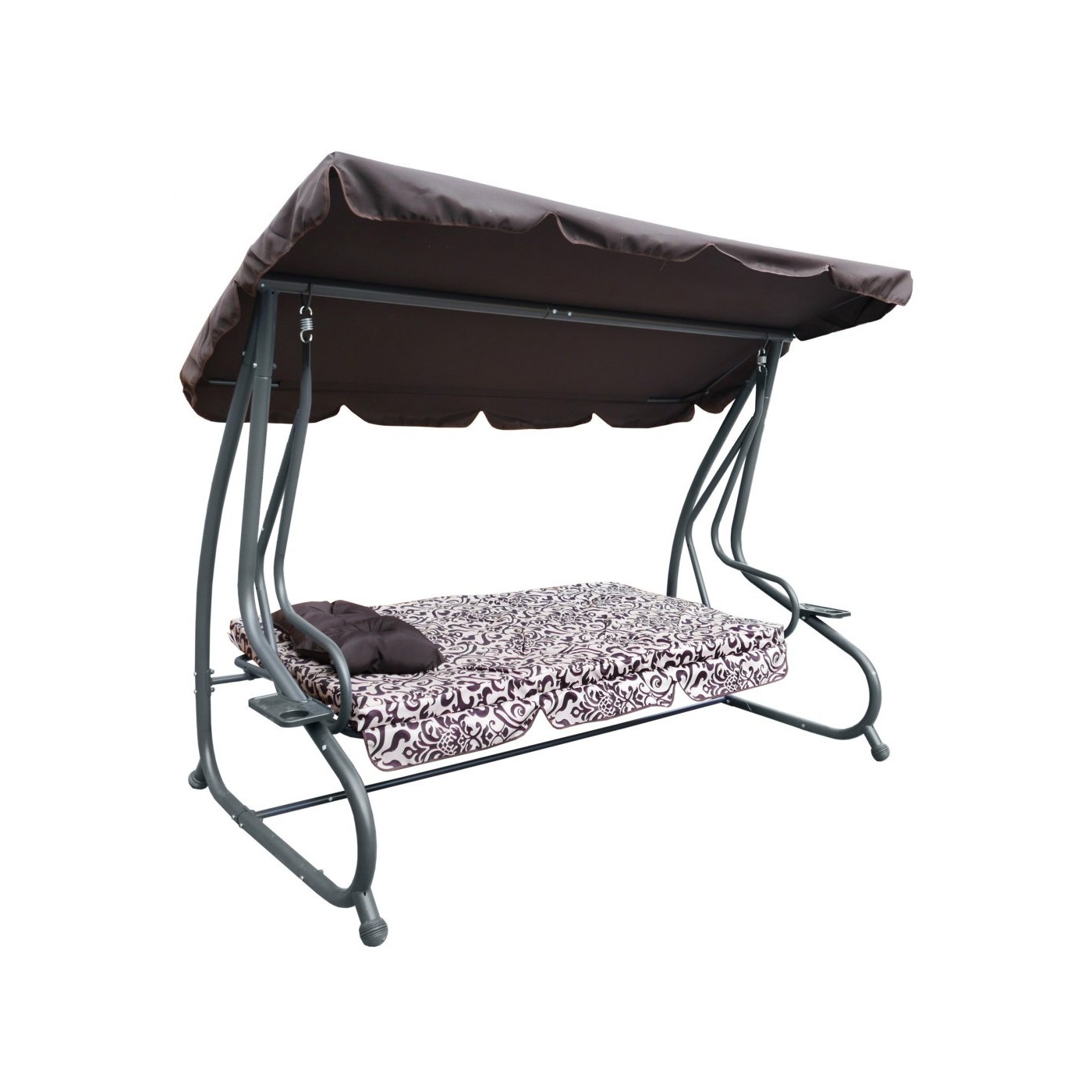Rodinná zahradní Hustawka se štítem Braz Pattern Textile 2x1 Nastavitelná sedací matrace 2 tácky na pití