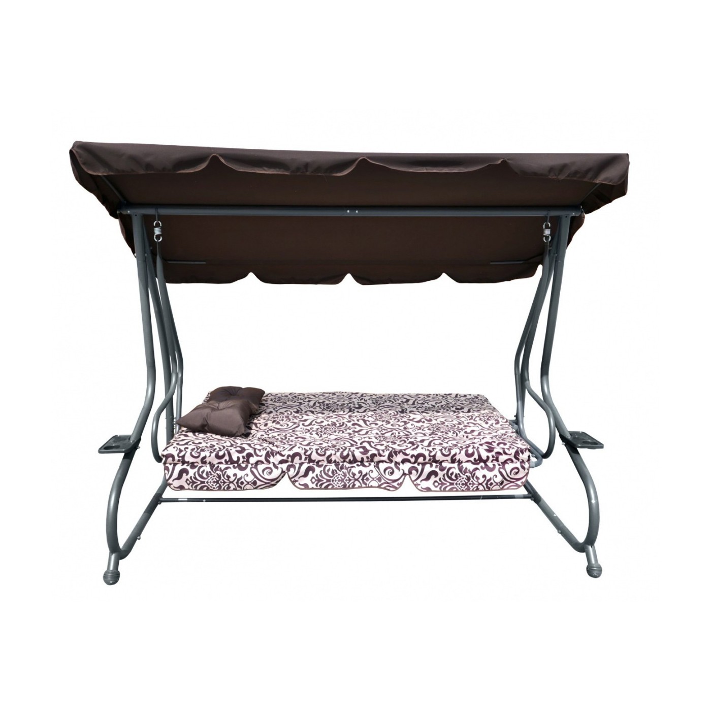 Rodinná zahradní Hustawka se štítem Braz Pattern Textile 2x1 Nastavitelná sedací matrace 2 tácky na pití