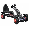 Dětská závodní XL pedálová motokára 3+ černá nafukovací kola + nastavení sedadla+ volný běh