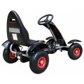Dětská závodní XL pedálová motokára 3+ černá nafukovací kola + nastavení sedadla+ volný běh