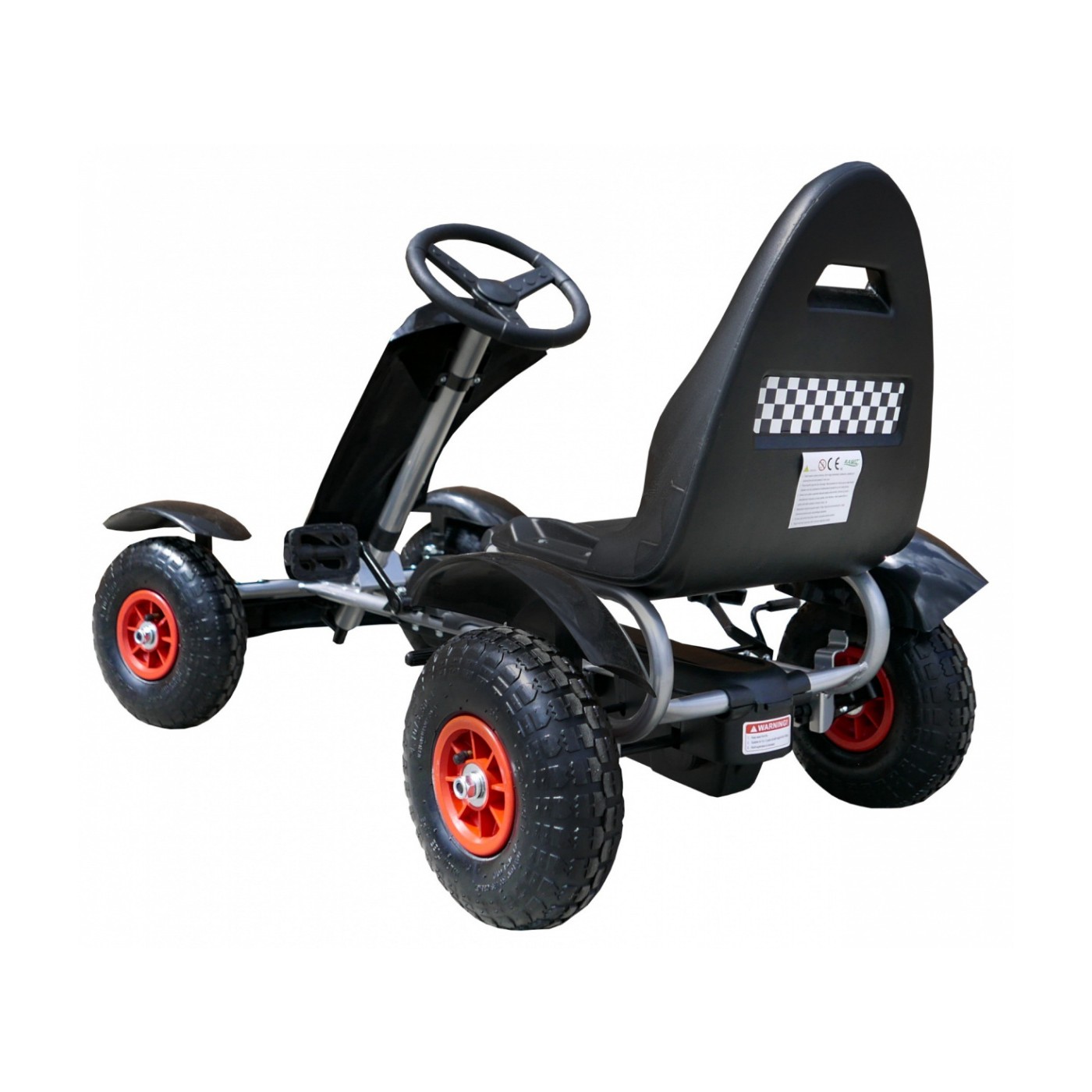 Dětská závodní XL pedálová motokára 3+ černá nafukovací kola + nastavení sedadla+ volný běh