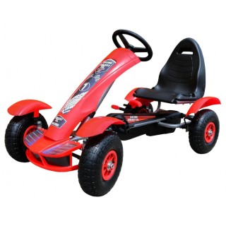 Dětský závodní XL pedálový motokár 3+ červený + nafouknutá kola + nastavení sedadla + jízda zdarma