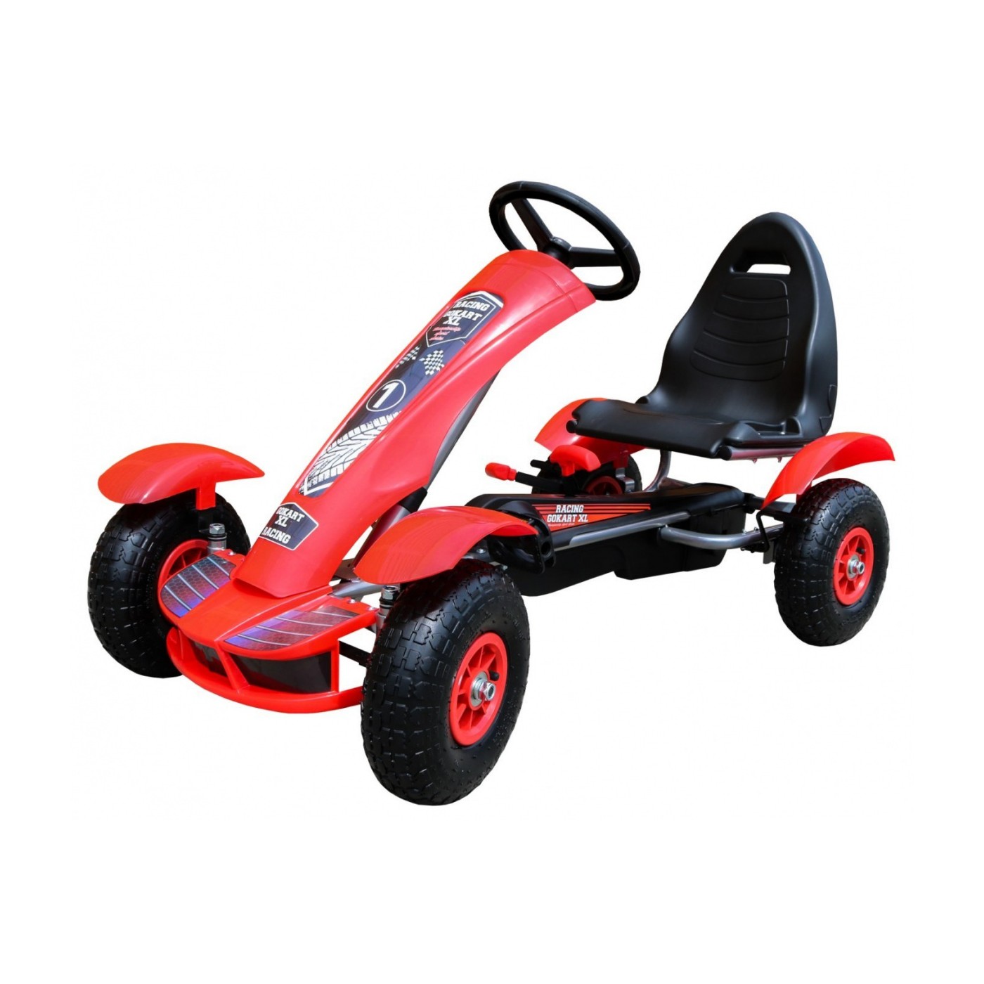 Dětský závodní XL pedálový motokár 3+ červený + nafouknutá kola + nastavení sedadla + jízda zdarma