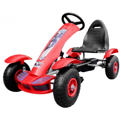 Dětský závodní XL pedálový motokár 3+ červený + nafouknutá kola + nastavení sedadla + jízda zdarma