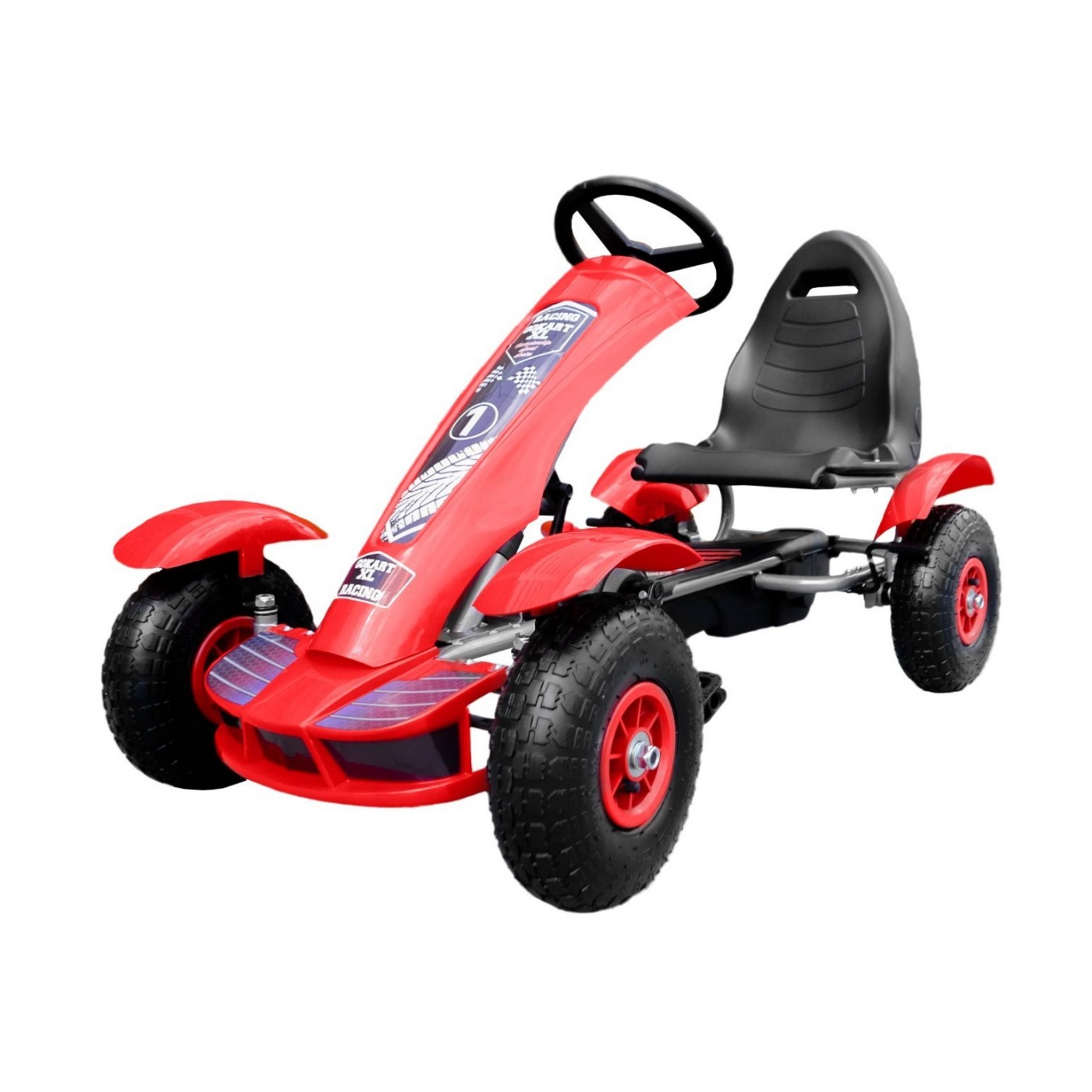 Dětský závodní XL pedálový motokár 3+ červený + nafouknutá kola + nastavení sedadla + jízda zdarma