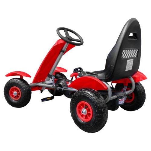 Dětský závodní XL pedálový motokár 3+ červený + nafouknutá kola + nastavení sedadla + jízda zdarma