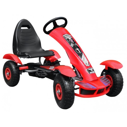 Dětský závodní XL pedálový motokár 3+ červený + nafouknutá kola + nastavení sedadla + jízda zdarma