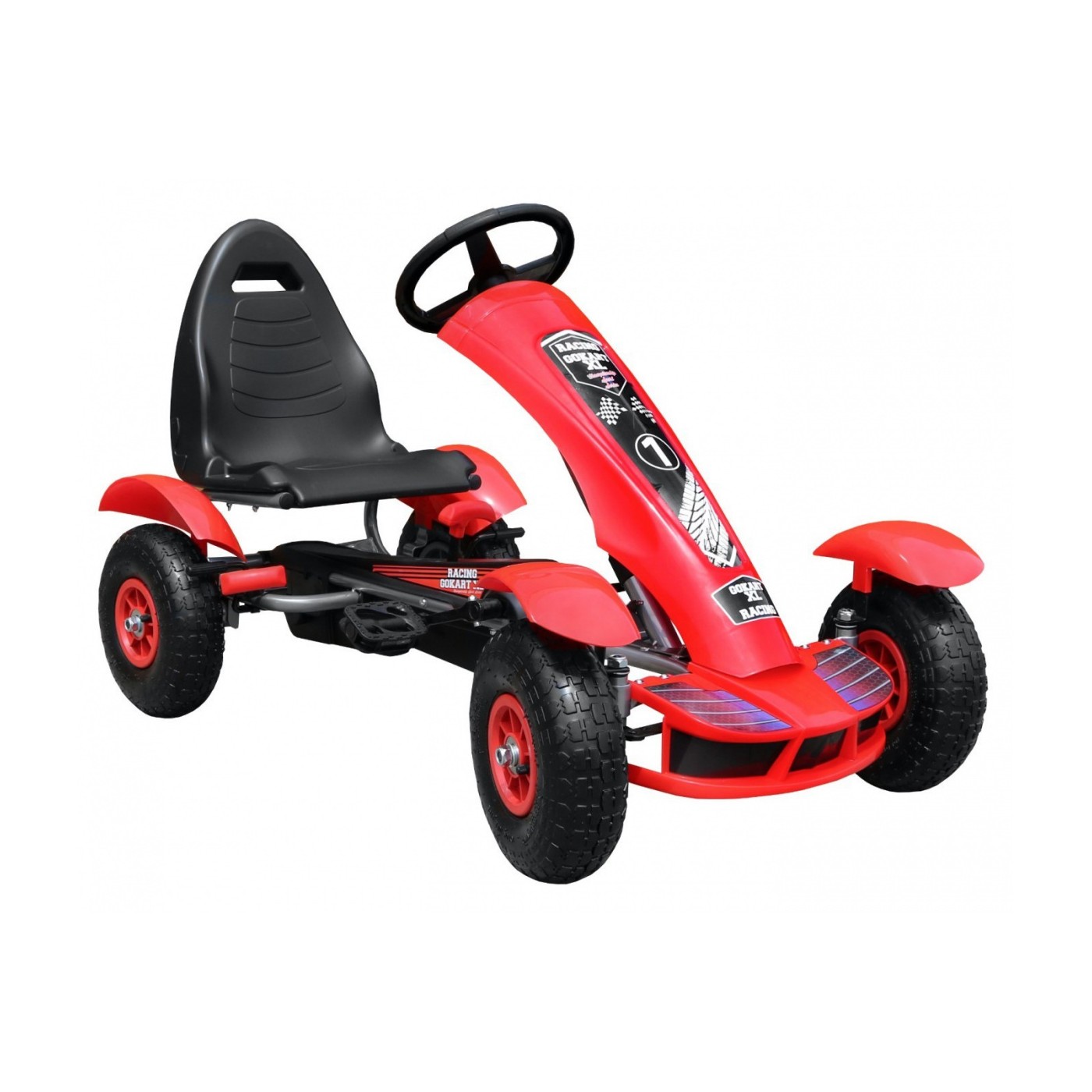 Dětský závodní XL pedálový motokár 3+ červený + nafouknutá kola + nastavení sedadla + jízda zdarma